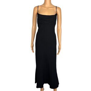 Jones New York Midi Dress Size 16 Black Spaghetti Strap Y2K Whimsigoth Ruffle
